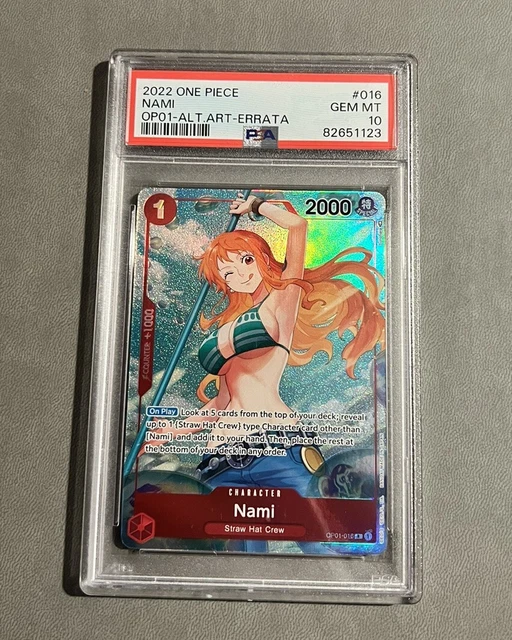 PSA 10 GEM Mint Nami Errata OP01016 Romance Dawn Alt Art 2022 One