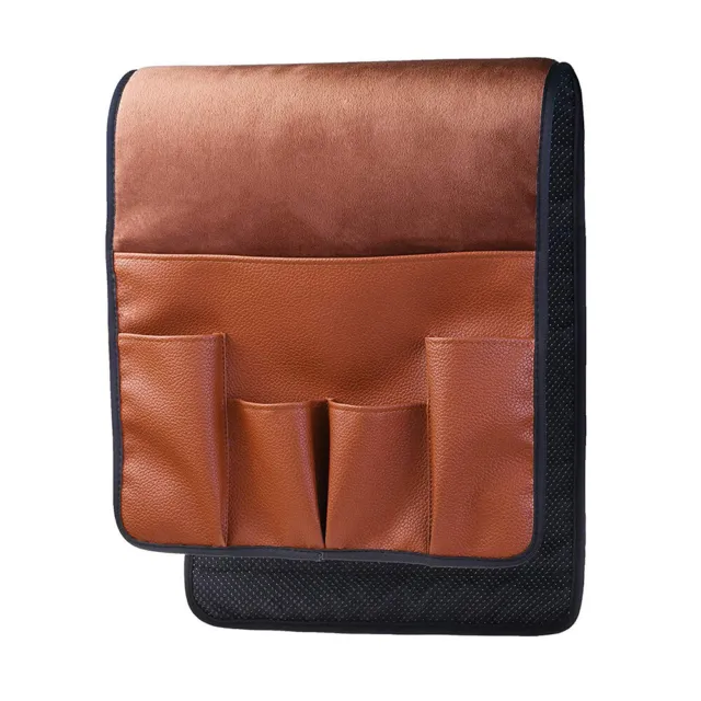 5 bolsillos reposabrazos colgante sofá antideslizante lateral práctico bolso de almacenamiento cuero PU