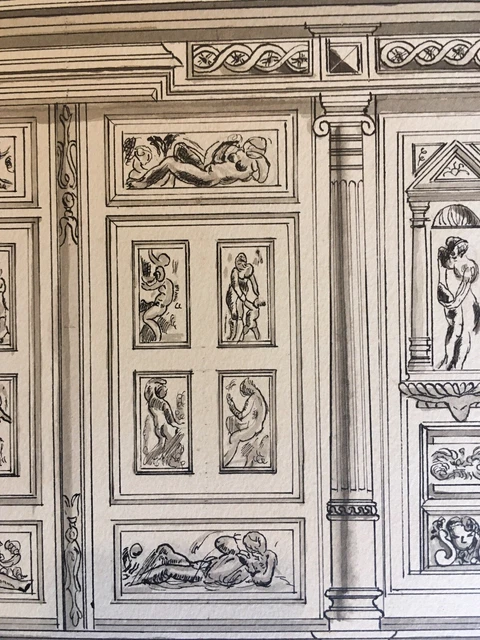 TRÈS BEAU DESSIN Encre Lavis Aquarelle Albert Jarach Exode Exil 1950