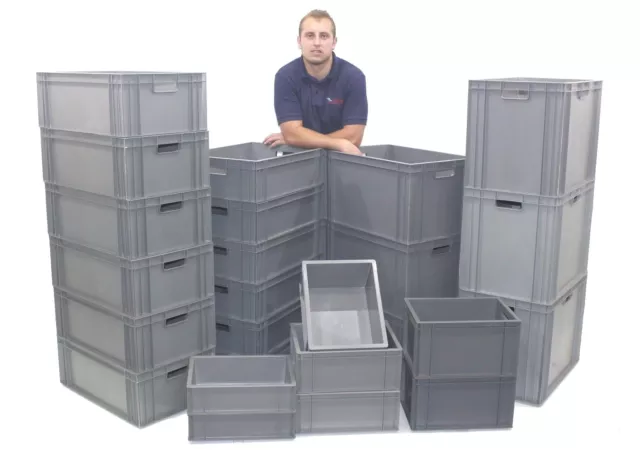 NEW Strong Grey Industrial Plastic Eurobox Containers Storage Boxes Box Crates