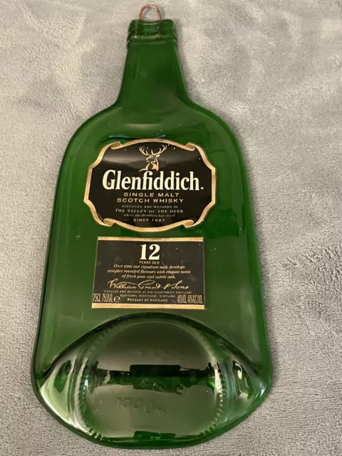 Glenfiddich Single Malt Scotch Whisky Flat Melted Bottle 12 Year Old