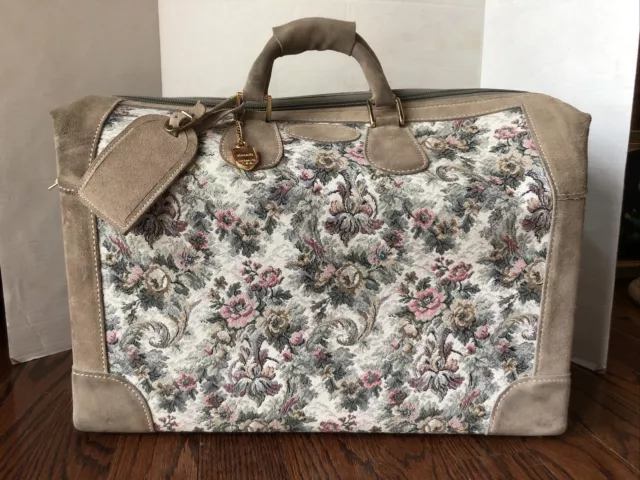 Vintage French Luggage Co Paradise Tapestry & Suede 23 