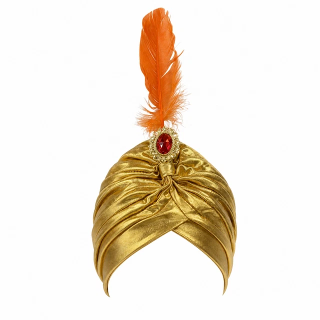 TURBAN WITH FEATHER Dramatic Costume Turban Wrapped for Cosplayers ...
