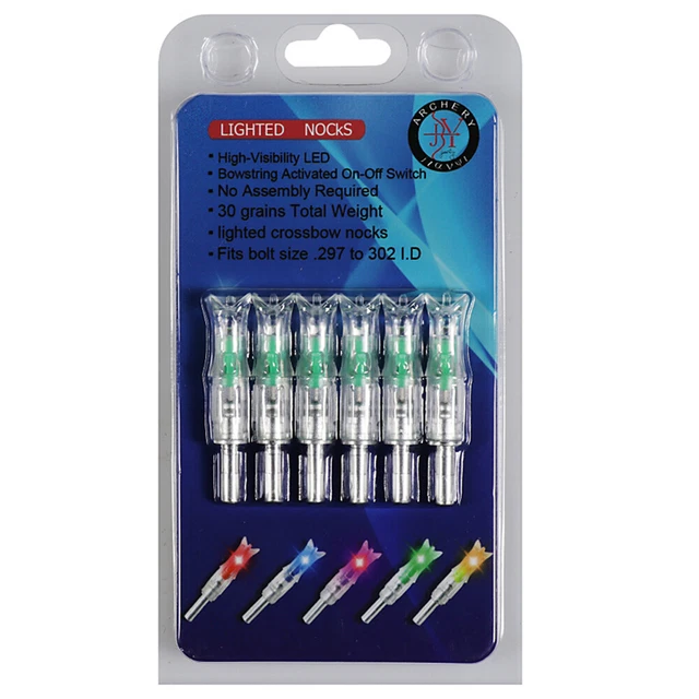 6Pcs/Pack Green LED Lighted Nock New Designed Long Time I.D. 7.62mm For Crossbow