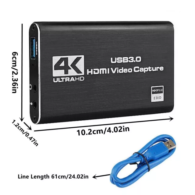 4K Audio Video Capture Card, USB 3.0 HDMI Video Capture Device HD Camera Recordi