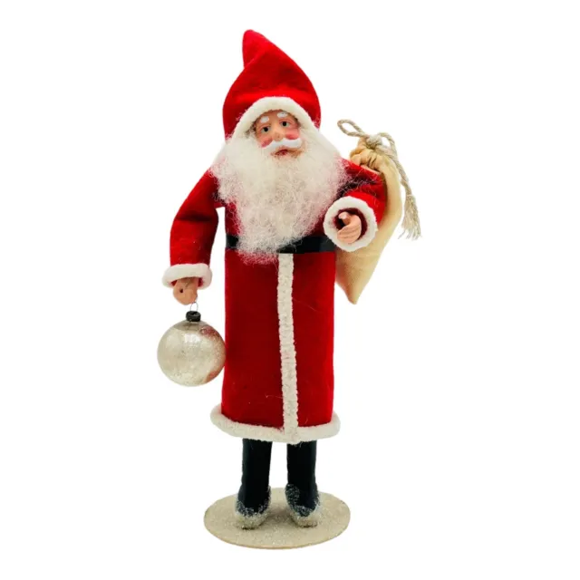 Yvonne Carpenter Santa Claus in Red Coat Holding Silver Ornament 9" 2005