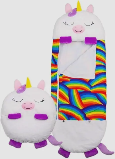 Happy Nappers Girls Rainbow Unicorn Sleeping Bag/ Plus Pillow Small 140cm 3- 7y