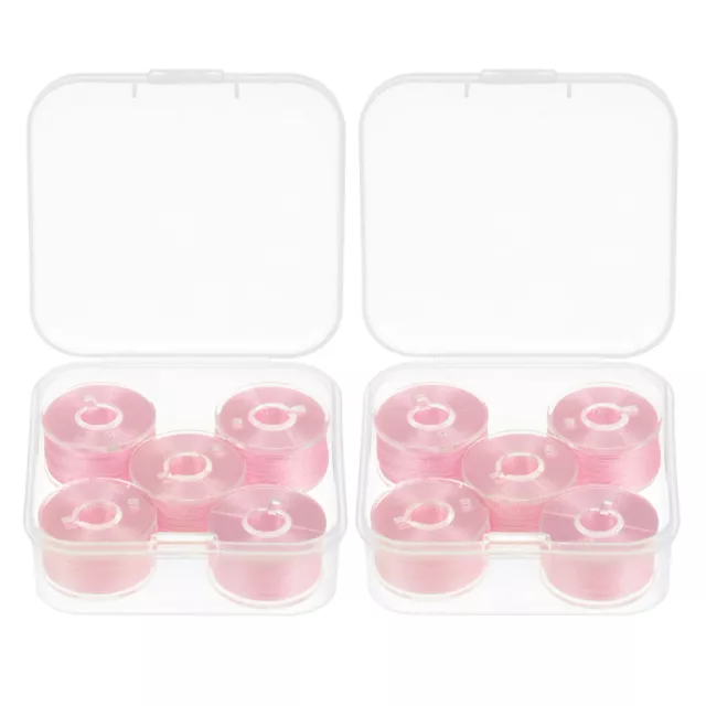 2set Prewound Sewing Bobbin Thread with Storage Plastic Case, Pale Pink