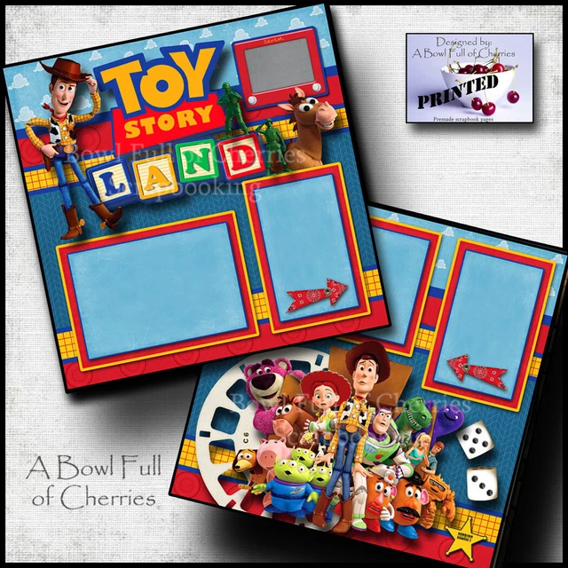 Disney TOY STORY LAND buzz woody ~ 2 premade scrapbook pages printed Cherry 0030