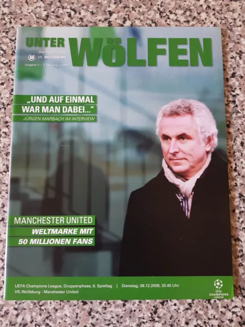 CHAMPIONS LEAGUE PROGRAMME WOLFSBURG V MAN UTD 8th dec 2009