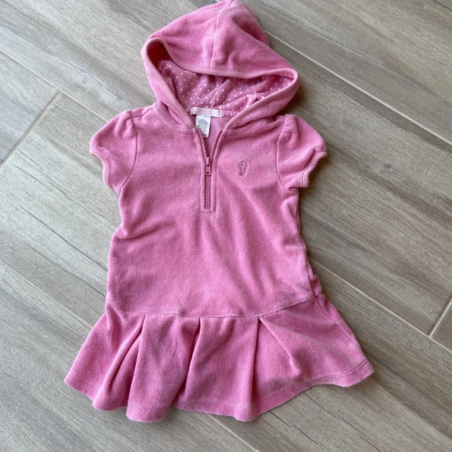 Janie and Jack Baby Girls Hooded Terry Swim Cover Up - Pink - Size 6-12mo -EUC