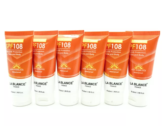 La Blance SPF 108 UVA/UVB Waterproof 1.98 fl.oz/60 ml X 6 PK NIB exp 2028