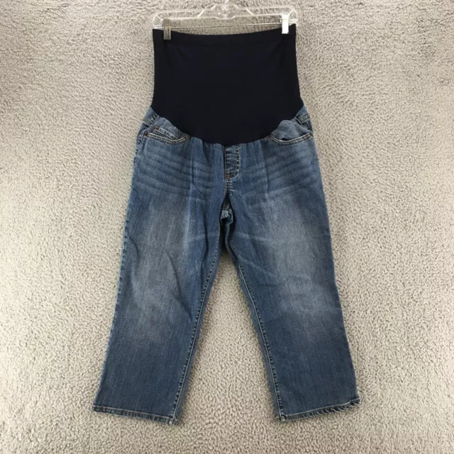 Liz Lange Maternity Capri Jeans Womens 10 Blue Medium Wash Denim Ultra Low Rise