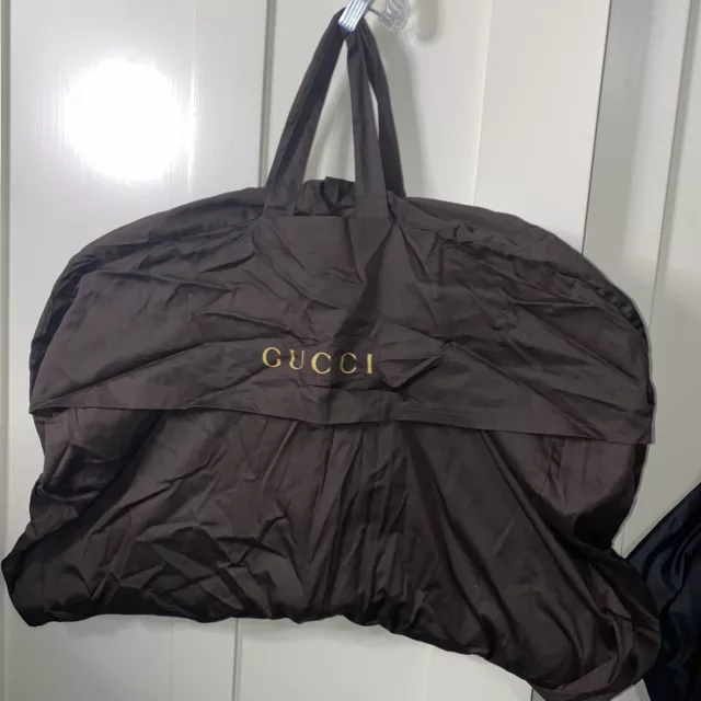 New Gucci Medium Brown Fabric Zippered Dust Cover Garment Bag 29