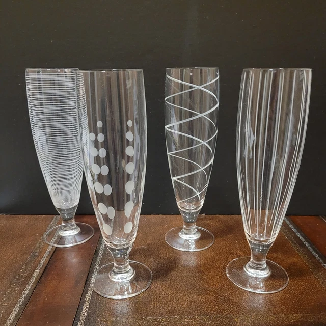 CHEERS BY MIKASA Set of Four Etched Pilsner Glasses 39.99 PicClick