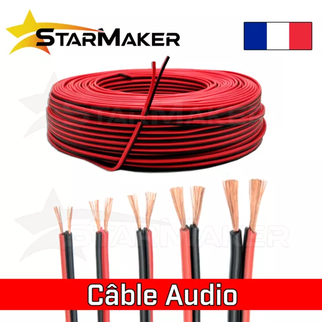 Câble électrique Rouge Noir - 0.75 1.5 2.5 4 mm² - Fil souple haut parleur