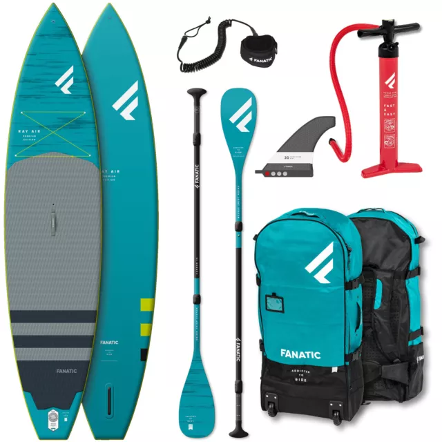 Fanatic Ray Air Premium 13'6'' SUP + C35 Paddle Set SUP Stand Up Board Blue