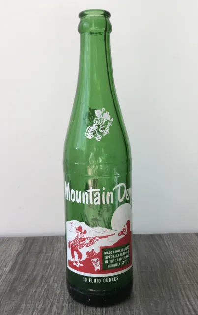 Vintage Mountain Dew 10oz Hillbilly Glass Bottle "It'll Tickle Yore Innards!" 67
