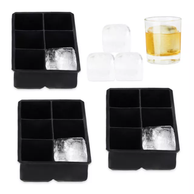 3x Eiswürfel Form Silikon XXL Eiswürfel Set Eis Bereiter Eiswürfelbehälter Box