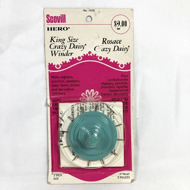 Scovill Hero 2" King Size Crazy Daisy Winder Vintage Original Damaged Pack