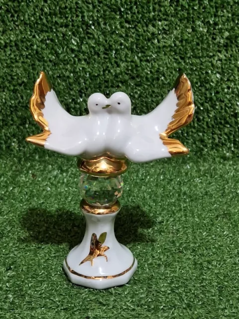 Capodimonte Porcelain Swarovski Crystal Doves Love Birds Figurine Polaris Rare