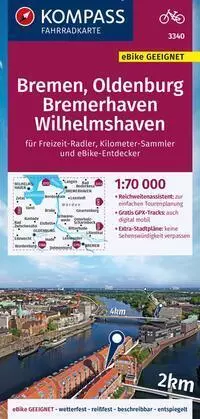 KOMPASS Fahrradkarte 3340 Bremen, Oldenburg, Bremerhaven, Wilhelmshaven 1:70.000