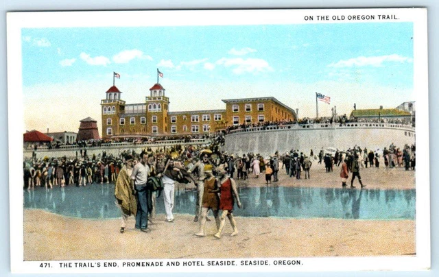 SEASIDE, Oregon OR ~ Trail's End HOTEL SEASIDE Promenade c1920s Postcard