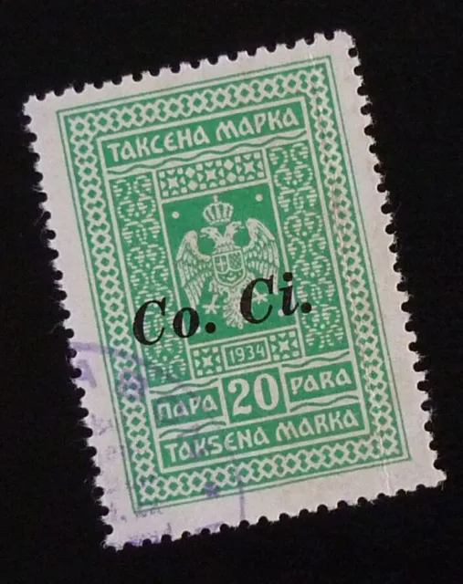 Slovenia c1942 Italy WWII Yugoslavia Overprinted Revenue Stamp 20 Para US 3