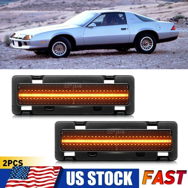 2x For Chevy Camaro 1982-92 Amber LED Fender Bumper Side Marker Light Smoked EON