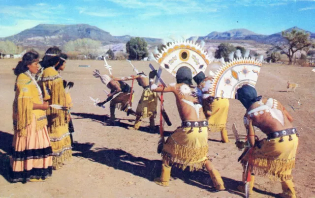 Apache Indians Mountain Spirit Dance Native Americans Posted Chrome Postcard