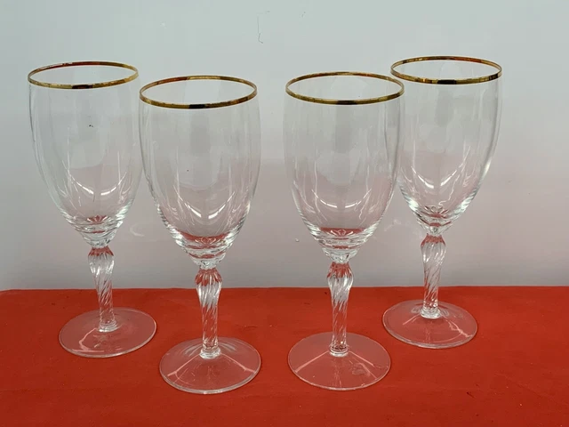 Lenox Crystal   --  Monroe,  Gold  --   Iced Tea Goblets   (4)