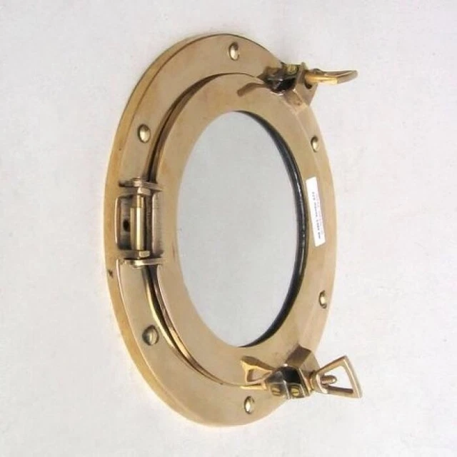 9" Portilla Espejo Latón ~ Latón Portilla~Enviar Portilla~Náutico Decoración