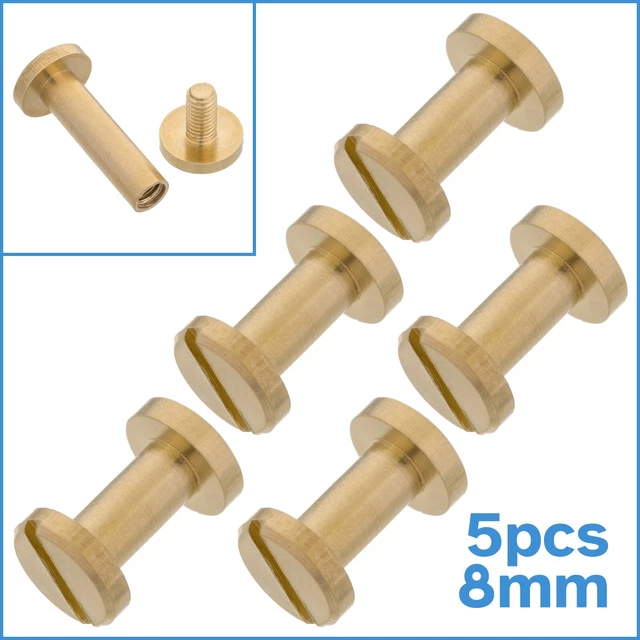 5 SETS 8MM x 4mm Brass Chicago Bookbinding Screws Binding Post Album ...