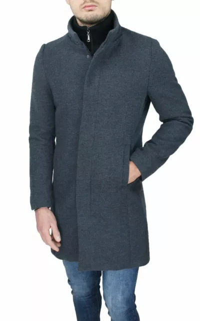 Cappotto uomo sartoriale grigio Tweed invernale giacca soprabito casual elegante