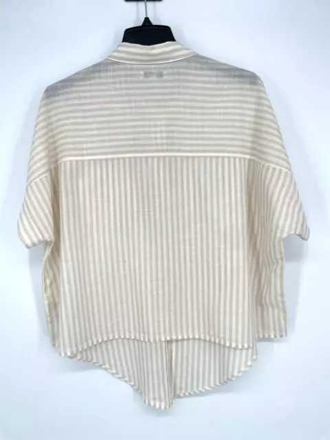 MADEWELL womens size L Short Sleeve Tie Front Top in Irene Stripe Summer Dune 3