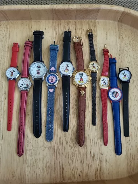 Lot of 10 Vintage Watches Minnie & Mickey Mouse Wristwatches UNTESTED