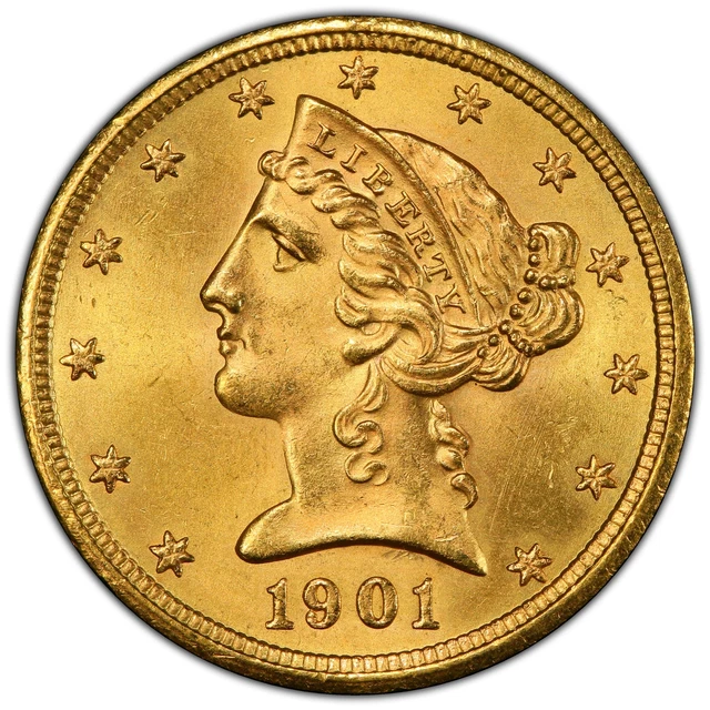 1901-S $5 Pcgs/Cac Ms64