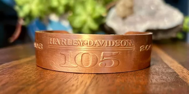 Harley Davidson Copper Open Cuff Bracelet 105 Anniversary Motorcycle Biker