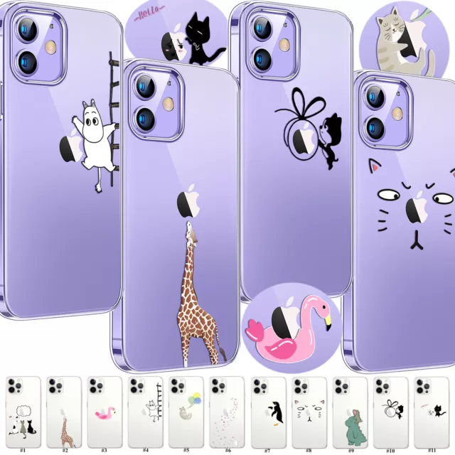 For iPhone 15 14 13 Pro Max 12 Mini 11 XR Animal Pattern Silicone TPU Case Cover