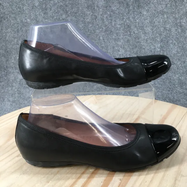 Gabor Shoes Womens 7.5 UK Nappa Hovercraft Cap Toe Ballet Flats Black Slip On