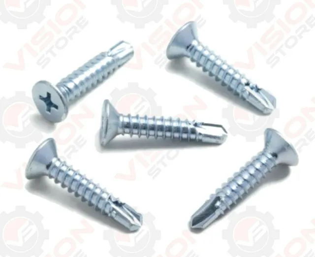 Self Drilling Screws Countersunk Zinc Plated Metal Fixing Windows Roofing