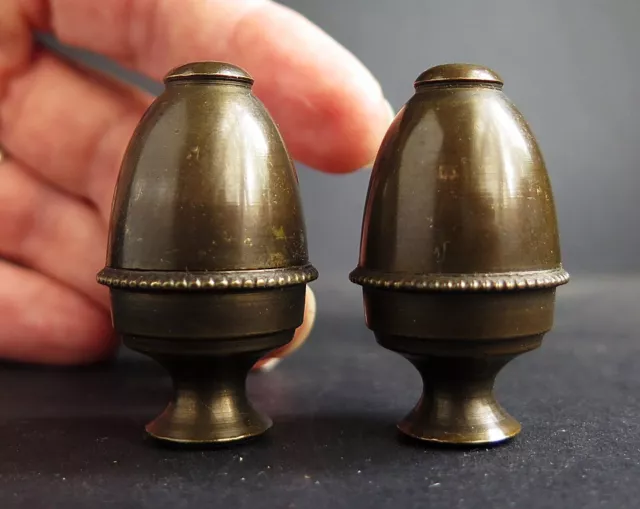 A Pair Of Small Regency/Classical Brass Finely Turned Acorn Curtain Pulls