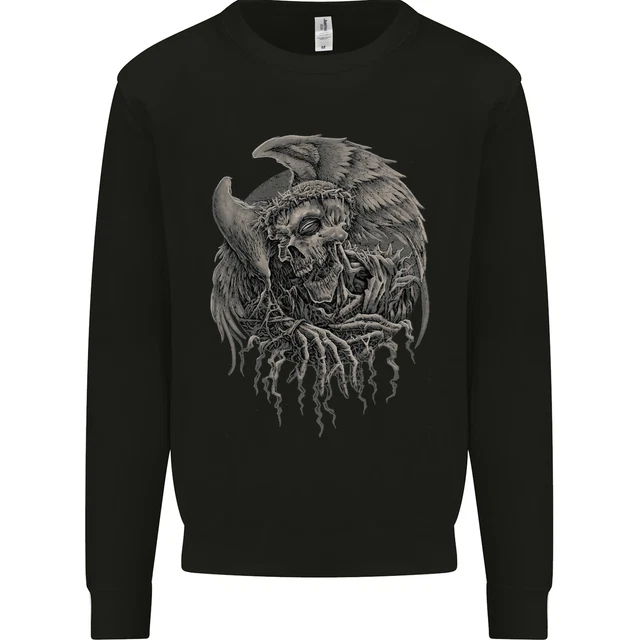Angel Teschio Di Death Biker Moto Gotico Uomo Felpa Maglione