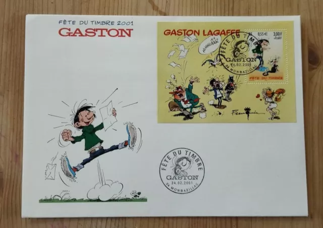 Enveloppe grand format 1er jour 2001 Fête du timbre Gaston n°BF34 France
