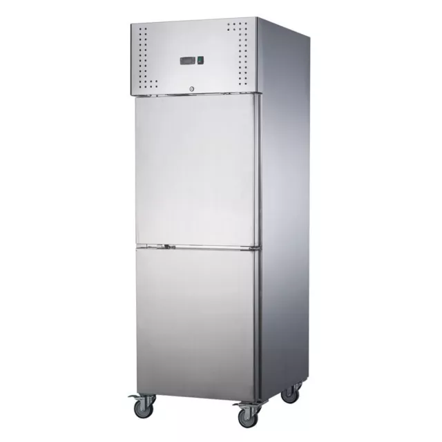 LCE 600L Stainless Steel Commercial Two Split Half 1/2 Solid Door Upright Fridge 3
