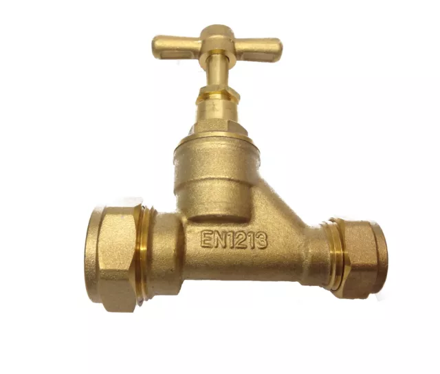 20mm MDPE x 15mm Stopcock Valve Brass Water Mains Stop-cock Valve