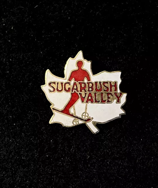 SUGARBUSH VALLEY Vtg Skiing Ski Pin Badge VERMONT Resort Souvenir Travel Lapel