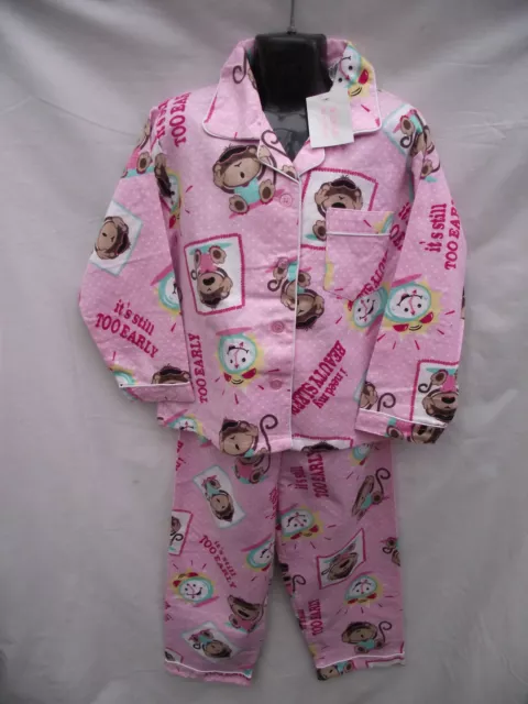 BNWT Girls Sz 5 Cute Pink/Print Long Warm Flannel Winter Style PJ Pyjamas