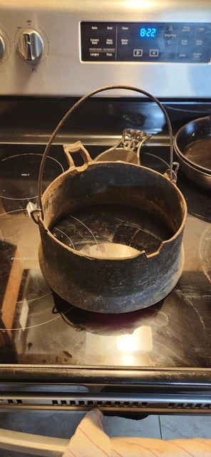 RARE Antique Wapak Barrel Hinged Waffle Iron High Base W/bail Very Hard To Find