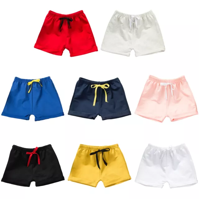 Baby Boys Girls Solid Shorts Elastic Waistband Pull On Cargo Pants Summer Bottom